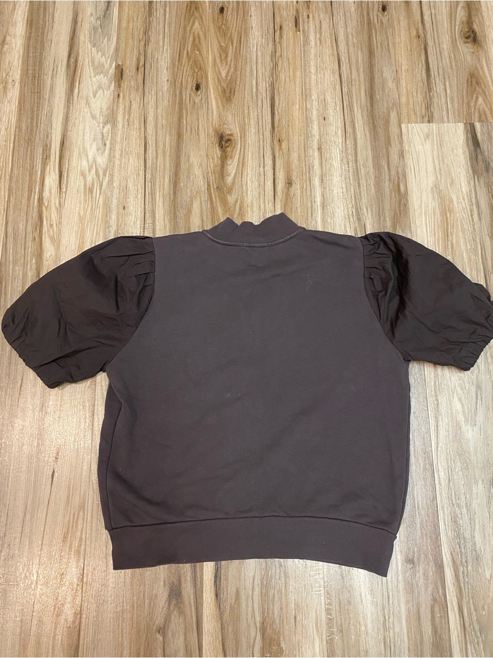 EVEREVE JORDAN PUFF SLEEVE SHORT SLEEVE FULL ZIP TOP JACKET COCOA BROWN SZ SMALL - Picture 9 of 9